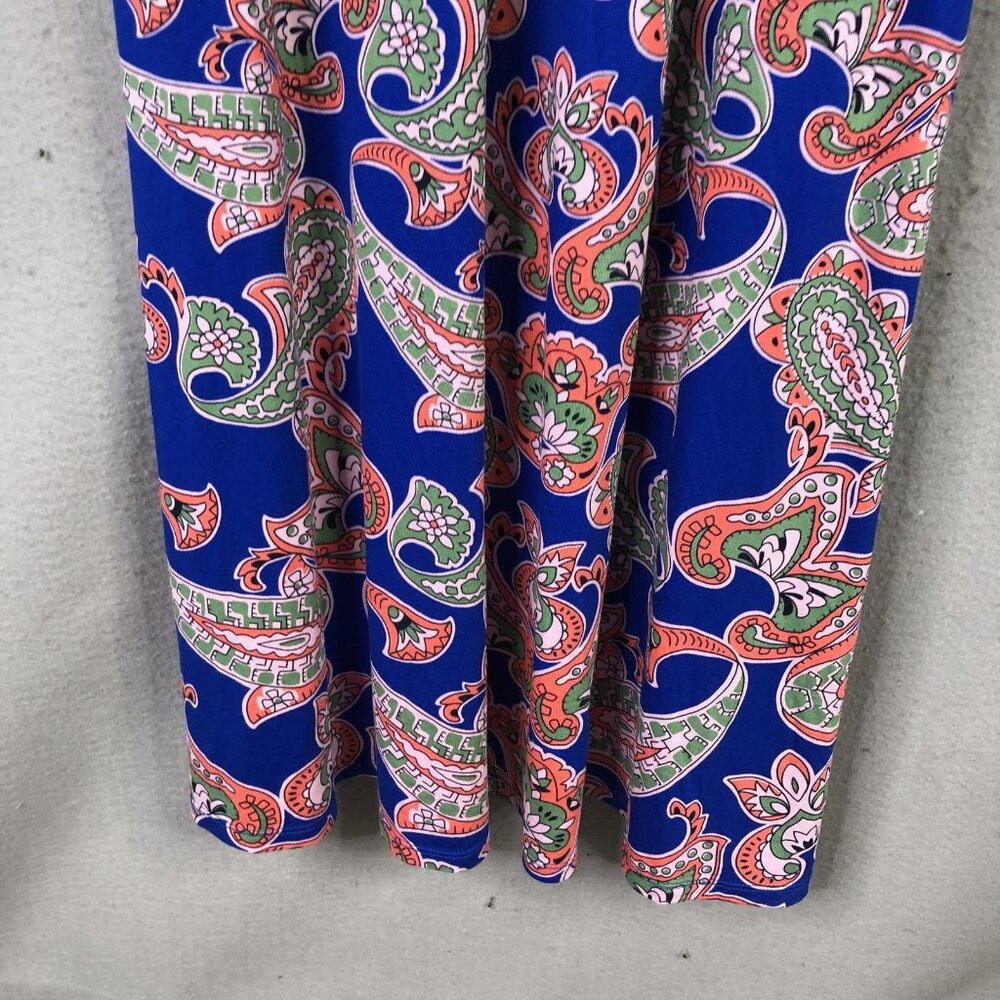 Boden Dress Womens 4 Blue Paisley Jersey Maxi Fit Flare Long Sleeve Boho Belted - Picture 4 of 16
